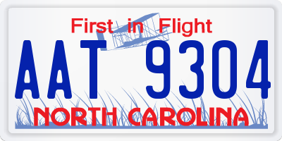 NC license plate AAT9304