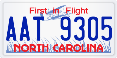 NC license plate AAT9305