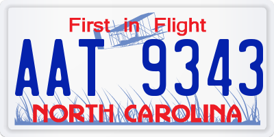 NC license plate AAT9343