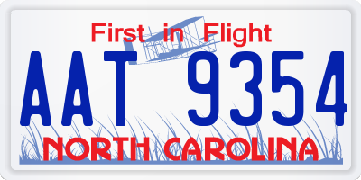 NC license plate AAT9354