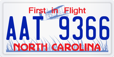 NC license plate AAT9366