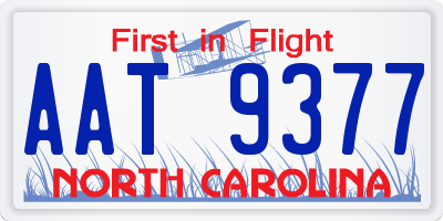 NC license plate AAT9377