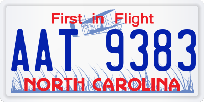 NC license plate AAT9383