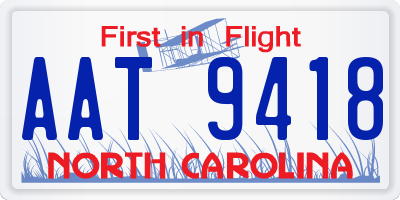 NC license plate AAT9418