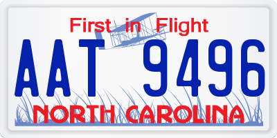 NC license plate AAT9496