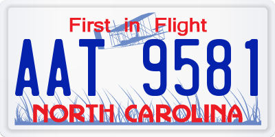 NC license plate AAT9581