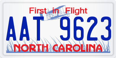 NC license plate AAT9623