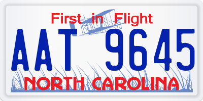 NC license plate AAT9645