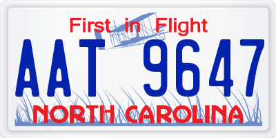 NC license plate AAT9647