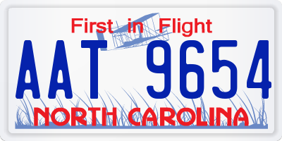 NC license plate AAT9654