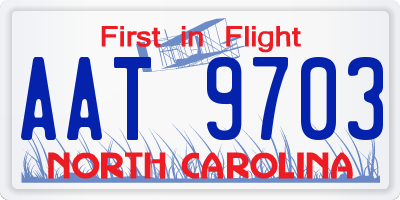 NC license plate AAT9703