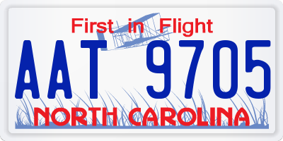 NC license plate AAT9705