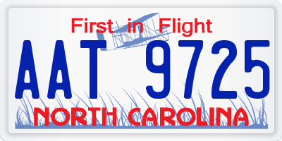NC license plate AAT9725