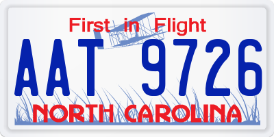 NC license plate AAT9726