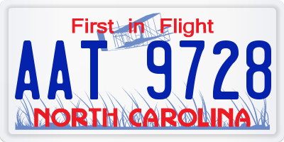 NC license plate AAT9728