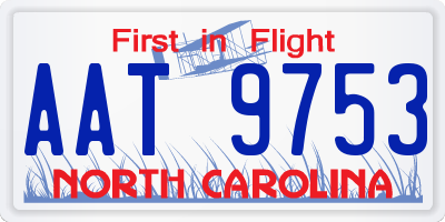 NC license plate AAT9753