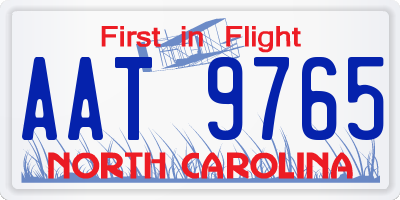 NC license plate AAT9765