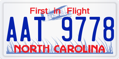 NC license plate AAT9778