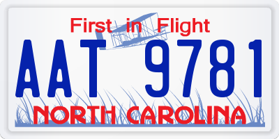 NC license plate AAT9781