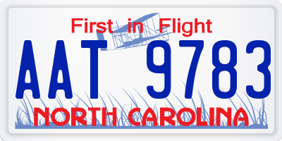 NC license plate AAT9783