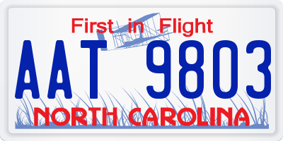 NC license plate AAT9803