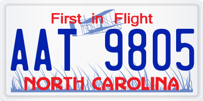 NC license plate AAT9805