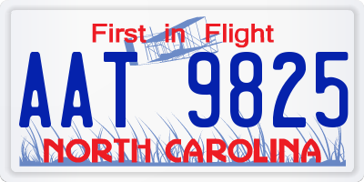 NC license plate AAT9825