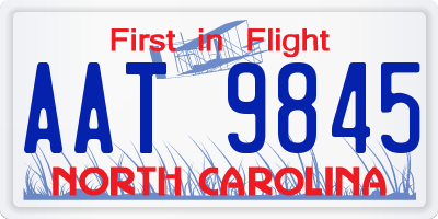 NC license plate AAT9845