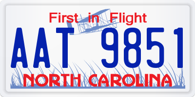 NC license plate AAT9851