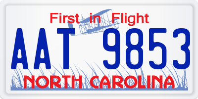 NC license plate AAT9853