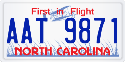 NC license plate AAT9871