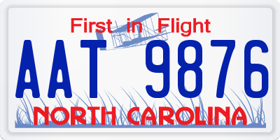 NC license plate AAT9876