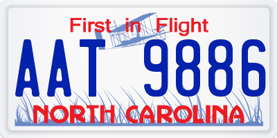 NC license plate AAT9886