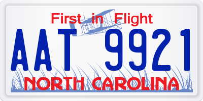 NC license plate AAT9921