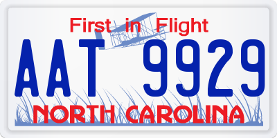 NC license plate AAT9929
