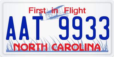 NC license plate AAT9933