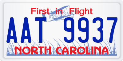 NC license plate AAT9937