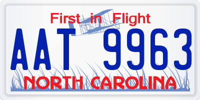 NC license plate AAT9963