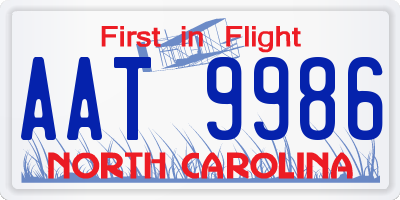 NC license plate AAT9986