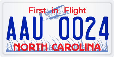 NC license plate AAU0024