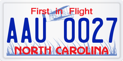 NC license plate AAU0027