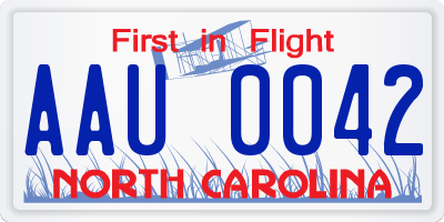 NC license plate AAU0042