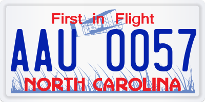 NC license plate AAU0057
