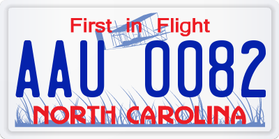 NC license plate AAU0082