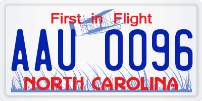 NC license plate AAU0096