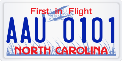 NC license plate AAU0101