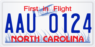 NC license plate AAU0124