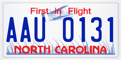 NC license plate AAU0131