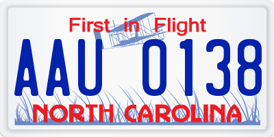 NC license plate AAU0138