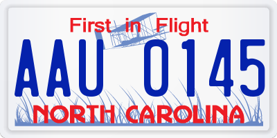 NC license plate AAU0145